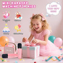 Mgaolo Upgraded Mini Karaoke Machine Toy for Kids, Portable Bluetooth Speaker with 2 Wireless Mics, Emoji & Colorful LED Lights, Home Travel & Party Play Gifts for Boys Girls (Pink) by TinyTreasures Baby Boutique