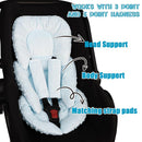 GFU Infant Car Seat Insert Head and Body Support, Reversible Newborn Insert for Carseat with Strap Pads, Soft Stroller Cushion Pillow Insert for Boys and Girls, Fits for Stroller, Swing, Lightblue by TinyTreasures Baby Boutique