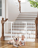 Cumbor 29.7-54.2" Wide Baby Gate for Stairs, Mom's Choice Awards Winner-Self Closing Dog Gate Indoor for Doorways, No Drilling Pressure Mounted Pet Gates for Kids, Easy Walk Through Safety Gate, White by TinyTreasures Baby Boutique