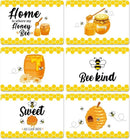 Honey Bee Placemats Set of 6 Summer Plastic Table Mats Yellow Bee Theme Placemats Washable Farmhouse Rustic Holiday Table Decoration for Indoor Outdoor Party Kitchen Dining by CozyNest Decor