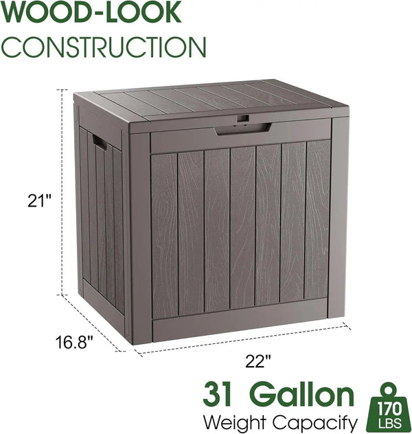 KAMABOKO 32 Gallon Outdoor Storage Box 2 Pack All-Weather Deck Box for Patio Furniture, Package Deliveries, Garden Tools, Pool Supplies & Cushions, Grey, photo 2 of 6