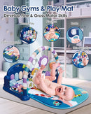 dearlomum Baby Play Mat Gym,Funny Play Piano Tummy Time Activity Mat with 5 Infant Sensory Toys & 2 Baby Book Toys, Boy & Girl Gifts for Newborn 0 to 3 6 9 12 Months(Blue) by TinyTreasures Baby Boutique