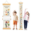 Personalized Name Growth Chart Wall Decor for Kids – Canvas Removable Height Chart Measuring Ruler 59" x 7.9" (Flowers) by TinyTreasures Baby Boutique