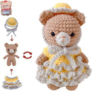 LoopMap Crochet Kit for Beginners - DIY Amigurumi Bear with Removable Dress & Accessories - Step-by-Step Video Tutorials, Extra Yarn, Crochet Tools, Handmade Gift for Kids & Adults (Bear K02, Yellow) by TinyTreasures Baby Boutique
