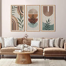 IARTTOP Large Boho Wall Art Set Of 3 Framed Mid Century Modern Wall Decor Abstract Geometric Wood Wall Art For Bedroom Living Room Office 16"x 32" by CozyNest Decor