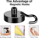 MIKEDE Magnetic Hooks, 40Lbs Strong Neodymium Black Magnet Hook for Hanging, Heavy Duty Magnetic Hooks Classroom Must Have, Magnet with Hooks for Home, Kitchen, Workplace, School - Pack of 10 by CozyNest Decor