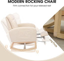 NIOIIKIT Modern Nursery Rocking Chair, Teddy Upholstered Rocking Chair with Footrest, Comfortable Glider Rocker with Side Pocket for Living Room, Bedroom, Nursing Room (Beige) by TinyTreasures Baby Boutique