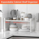 Cabinet Shelves Organizer for Kitchen 11", Expandable Shelf with Adjustable Length, Metal Countertop Organizer, Fits Pantry, Over the Sink, Spices, Microwave & Dishes Storage, White (2 Pack) by CozyNest Decor