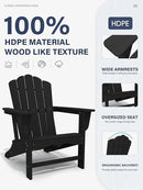 KINGYES HDPE Adirondack Chair, Classic All-Weather Adirondack Chair Set of 6, Black by GreenHaven Gardens