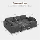 Nolany Modular Sectional Couch with Storage Ottoman, Corduroy Sleeper Sectional Sofa with Chaise, Sectional Couches for Living Room, Dark Grey by CozyNest Decor