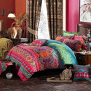ABREEZE 3Pcs Bohemia Retro Bedding Ethnic Vintage Floral Duvet Cover Boho Bedding 100% Brushed Cotton Bedding Sets Damask Paisley Coloful Mandala Down Comforter Cover,Queen by CozyNest Decor