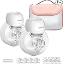 ABP-1508 Hands Free Breast Pump Wearable with Storage Bag, Wearable Breastfeeding Pump Strong Suction, Low Noise, 3 Modes 9 Levels, with 21/24mm Insert/Flange, 2 Pack (White) by TinyTreasures Baby Boutique