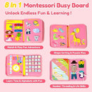 Qizfun Busy Board Book Montessori Toys for 1 2 3 4 Year Old, Girl Birthday Gifts, Educational Sensory Learning Toy for Toddlers 1-3, Car Airplane Travel Activities Toys for Kids Ages 2-4 Year Old by TinyTreasures Baby Boutique