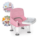 Baby Travel Booster Seat with Double Tray, BabyBond Upgraded Toddler Portable Baby Chair, Booster Seat for Dining Table, Stable and Foldable Booster Baby Chair for Indoor/Outdoor (Pink) by TinyTreasures Baby Boutique