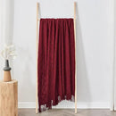 inhand Knitted Throw Blankets for Couch and Bed, Soft Cozy Knit Blanket with Tassel, Claret Lightweight Decorative Blankets and Throws, Farmhouse Warm Woven Blanket for Men and Women, 60"x80" by CozyNest Decor