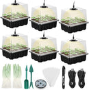 Lunies 6 Packs Seed Starter Trays with Grow Light, Seeding Starter Tray with Adjustable Humidity Dome, Base Indoor Greenhouse Germination Kit for Seed Growing Starting(12 Cells per Tray, Black) by GreenHaven Gardens