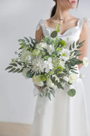 White Artificial Flower Box Set Silk Fake Flowers for DIY Centerpieces Cake Decorations, Wedding Bouquets, Boutonnieres, Home Decor (White Green) by GreenHaven Gardens