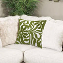 Alysheer Farmhouse Floral Leaves Embroidered Decorative Throw Pillow Cover 18x18 inches, Boho Tufted Flowers Embroidery Pattern Chic Cotton Cushion Case for Couch Bed Sofa Living Room(Olive Green) by CozyNest Decor