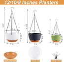 8/10/12 inch Hanging Planters for Indoor Outdoor Plants with Self-Watering Pots, 3 Pack Plastic Hanging Basket with Removable Tray for Home Garden Porch Balcony Patio Decor(White+Black+Green) by CozyNest Decor