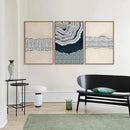 SIGNINART Blue and Beige Framed Canvas Wall Art Set, Neutral Abstract Tree Ring Wall Decor, Minimalist Dots and Line Artwork, Geometric Pattern Art Paintings for Living Room, Bedroom, Office 16"x24"x3 by CozyNest Decor