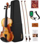 Eastar 4/4 Violin Set Full Size Fiddle Solidwood for Adults with Hard Case, Shoulder Rest, Rosin, Two Bows, Clip-on Tuner and Extra Strings, EVA-330 by TinyTreasures Baby Boutique