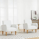 Chenille Fabric Accent Chairs Set of 2, Upholstered Armchair with Solid Wood Legs, Modern Living Room Accent Chair, Comfy Single Sofa Reading Club Chair for Bedroom Reception Lounge, White by CozyNest Decor