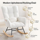 Nursery Rocking Chair,300Lb Glider Chair with Wood Legs/Two Side Pockets,Teddy Upholstered Glider Rocker with Padded Seat High Backrest for Living Room/Bedroom/Nursery by TinyTreasures Baby Boutique