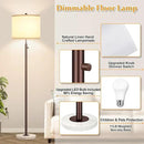 Nintiue 【Upgraded】 Dimmable Floor Lamp for Living Room, 11W LED Bulb Included, Modern Standing Lamp with Marble Base, Tall Pole Light with Linen Shade for Bedroom Reading Office Corner Nursery-Brown by CozyNest Decor