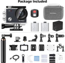 AKASO V50X Native 4K30fps WiFi Action Camera with EIS Touch Screen 4X Zoom 131 feet Waterproof Camera Support External Mic Remote Control (with Selfie Stick Tripod and Carry Bag) by TinyTreasures Baby Boutique