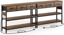 Lulive 2 Pack Entryway Tables with Power Outlets, Console Table with 3 Fabric Drawers, Sofa Table for Living Room, Hallway, Couch, Foyer, Height Adjustable by CozyNest Decor
