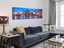 Office Wall Decor Miami Skyline Wall Art Panoramic Cityscape Picture Modern USA City Night View Canvas Prints for Bedroom Living Room Home Decoration Stretched and Framed Ready to Hang 13.8"x45.3" by CozyNest Decor