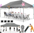 COBIZI 10x20 Heavy Duty Pop up Canopy Tent Easy Up Commercial Outdoor Canopy Wedding Party Tents for Parties All Season Wind & Waterproof Gazebo with Roller Bag,Grey(Frame Thickened) by GreenHaven Gardens