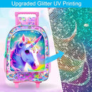 gxtvo Girls Rolling Backpack, Cute Unicorn Roller Wheels Kids Bookbag - Wheeled Elementary School Bag - 3PCS Unicorn by TinyTreasures Baby Boutique