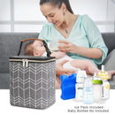 Breast Milk Cooler Bag with Ice Pack Fits 4 Baby Bottles Up to 9 Ounce, Baby Bottle Bag Great for Nursing Mom Daycare, Grey by TinyTreasures Baby Boutique