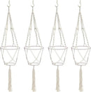 Sorbus Macrame Plant Hanger [4 Pack] Indoor Outdoor Hanging Plant Pots Cotton Rope, Elegant for Home, Patio, Garden White by GreenHaven Gardens