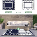 GENIMO Outdoor Rug Waterproof for Patio Decor, 8'x10' Reversible Plastic Straw Rug Carpet, Camping Mats for Outdoor, RV, Backyard, Deck, Balcony, Picnic, Blue & White by CozyNest Decor