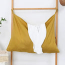 Hanging Linen Laundry Bag, 100% Pure Flax Linen Over The Door Hamper with Bottom Zipper for Laundry Room, Household Dirty Cloth Storage Organizer Bag, Turmeric by CozyNest Decor
