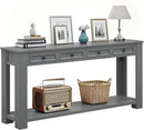 Solid Wood Console Table 63 in Long Sofa Table Entryway Table with 4 Drawers and Bottom Shelf for Hallway Living Room Couch Table,Fully Assembled,63" Tan by CozyNest Decor