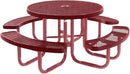 Heavy-Duty Portable Outdoor Picnic Table with Umbrella Hole, Expanded Metal Commercial-Grade Patio Furniture Made in America (46" Round Top, Burgundy with Burgundy Frames) by GreenHaven Gardens