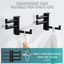 Angle Simple Swivel Towel Hooks for Bathroom, SUS 304 Stainless Steel Foldable 3 Arms Robe Towel Holder, Shower Wall Coat Hooks, Matte Black, 2 Pack by CozyNest Decor