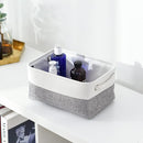 TheWarmHome Organization and Storage Basket for Shelves - 12x8x5.2 inch 1 Pack Fabric Storage Cubes, Collapsible Storage Bins for Closet Organizer Gift Cloth Toy (White & Grey) by TinyTreasures Baby Boutique