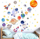 Outer Space Wall Stickers for Kids: Peel and Stick Astronaut Planets Rocket Wall Decals - Wall Art Decor Kids Supplies Ages 1 2 3 4 5 6 7 8 9 10 11 12 Year by TinyTreasures Baby Boutique
