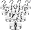 MIKEDE Magnetic Hooks Heavy Duty, 150LB+ Strong Neodymium Magnets with Hooks for Refrigerator, Large Magnetic Hooks with Epoxy Coating for Hanging, Home, Workplace - 10 Pack by CozyNest Decor