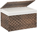 Wicker Storage Basket with Lid, 42.3 Gallon (160L) Large Blanket Basket with Lid, Woven Storage Bin with Handles, Removable Liner, Metal Frame, Foldable, for Bedroom, Laundry Room, Brown by CozyNest Decor