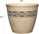 Classic Home and Garden Corinthian Resin Flower Pot Planter, Concrete Grey, 10" by GreenHaven Gardens