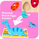Toddler Dinosaur Puzzle with Eggs - Montessori Wooden Puzzles for 1-4 Year Olds by TinyTreasures Baby Boutique