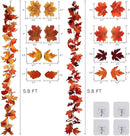 RECUTMS 2 Pack Fall Maple Garland - 5.8 FT/Pcs Autumn Hanging Fall Leave Vines for Home Garden Wedding Party Thanksgiving Dinner Fireplace Door Frame Doorway Backdrop Christmas Decor by CozyNest Decor