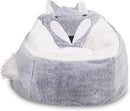 Posh Creations Cute Soft and Comfy Bean Bag Chair for Kids, Large, Animal - Silver Fox by TinyTreasures Baby Boutique