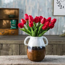 Multi Gradient Ceramic Vase with 2 Handles, Modern Farmhouse Decor, Rustic Terracotta Pottery, Decorative Flower Vases, Clay Small Vase, Centerpiece for Dining Table - 7 Inch Tall by GreenHaven Gardens