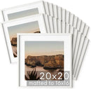 HAUS AND HUES 20x20 Square Picture Frames Set of 25 - Oak Wood Frames with Plexiglass, White by CozyNest Decor